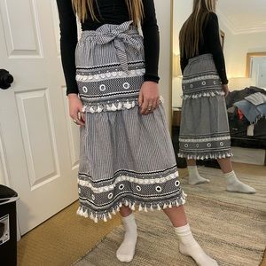Black and white midi skirt